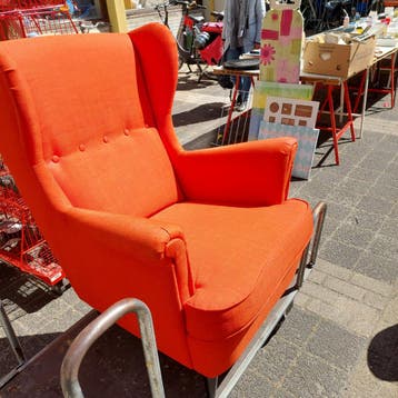 Vintage Oranje Fauteuil - Comfortabele Blikvanger