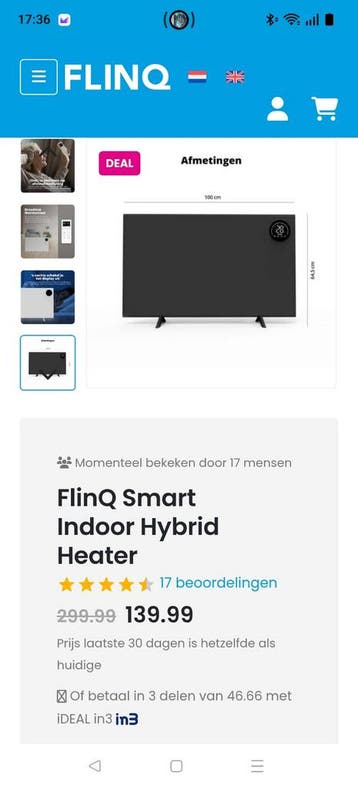 Gratis afhalen: FlinQ Smart Indoor Hybrid Heater