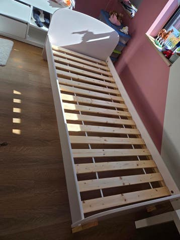 Eenpersoonsbed oudroze 90x200m met lattenbodem - Hout