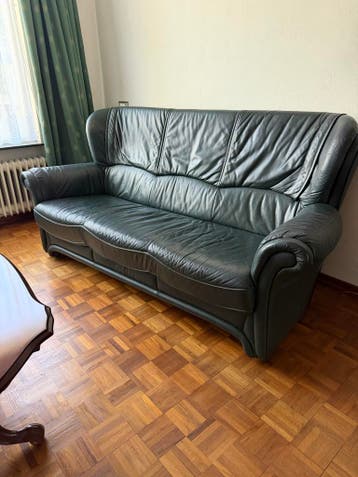 Gratis: Leren 3-zits bank met fauteuil