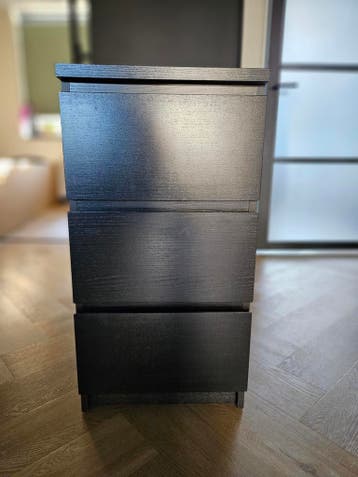 Ikea Malm ladekast met 3 lades - Zwartbruin
