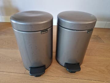 2 brabantia pedaal prullenbakjes 3l, antraciet