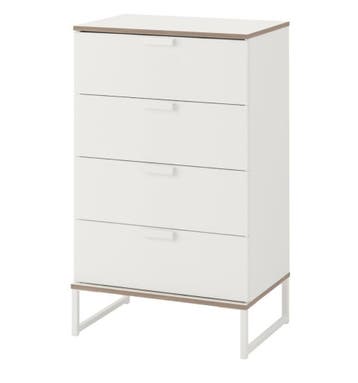 Moderne ladekast met 4 laden - Wit met houtlook accenten
