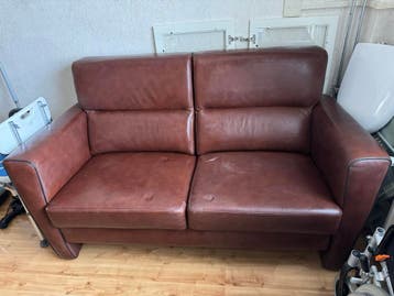 Gratis: Bruin leren 3- en 2-zits bankstel