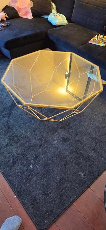 8-hoekige salontafel messing goud - 95 cm