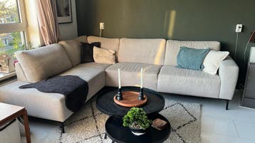 Moderne Hoekbank Deventer Naturel - Fluweelzacht