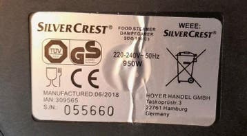 Silvercrest stoomkoker Onderdelen -