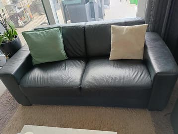 Gratis 2x Zwarte lederen tweezitsbanken - Comfortabel