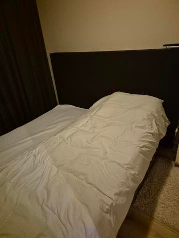 Tweepersoonsbed  boxspring met hoofdbord - Zwart, 90x200 cm