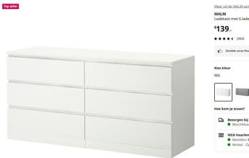 Wit Ikea Malm lakast- gratis ophalen