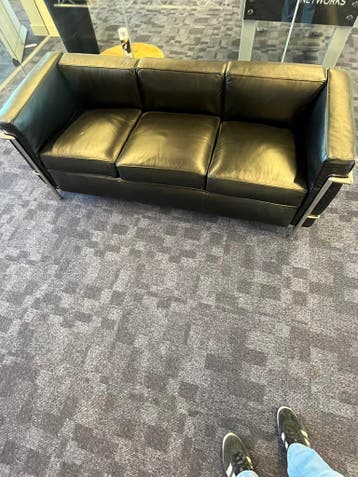 3 zits zwart kunst lederen bankje met chroom