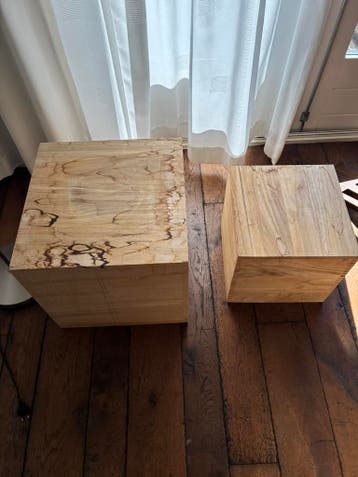 Houten blokken tbv bijzet tafeltje