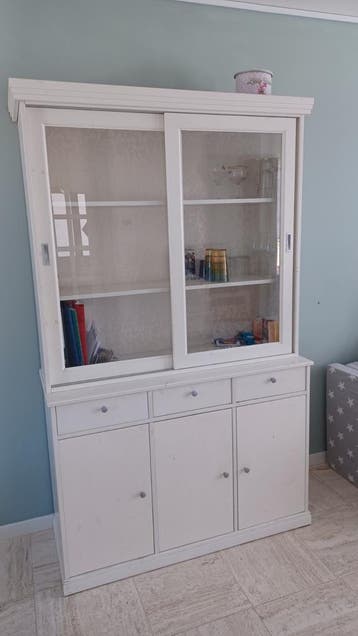 Witte buffetkast / vitrinekast (2 delen)