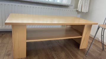 Strakke salontafel met opbergruimte - Licht hout