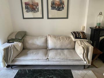 Comfortabele 2-zitsbank - Crèmekleurig 207  cm lang