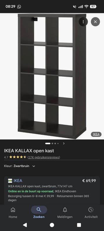 IKEA KALLAX kast/tv-dressoir zwartbruin
