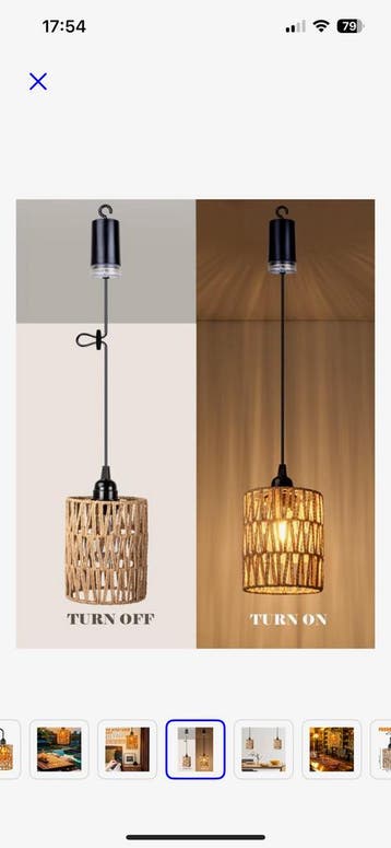 Draadloze hanglamp.
