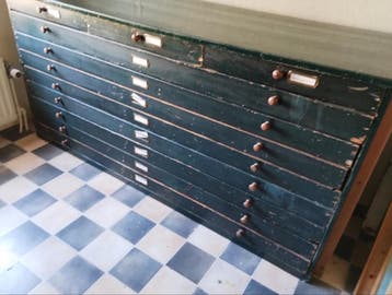 Antieke Tekeningenkast / Archiefkast met 10 Laden