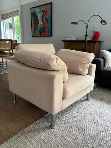 GRATIS Comfortabele fauteuil - Beige - 80x80x80 cm