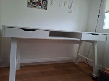 Vintage Karwei bureau met 2 lades - gratis af te halen