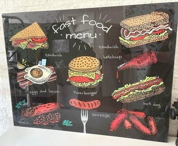 Fastfood menu poster op acrylglas (80x60 cm)