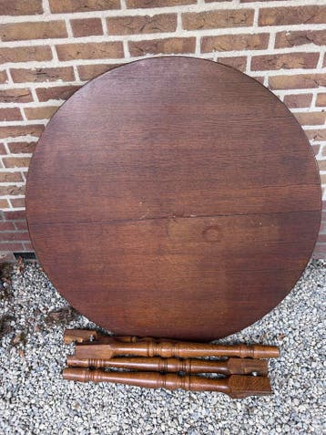 Jaren '70 Ronde Houten Eettafel - Uitschuifbaar Ovaal