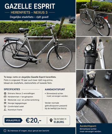 Gazelle Esprit Herenfiets - Gebruikt, Goede Staat