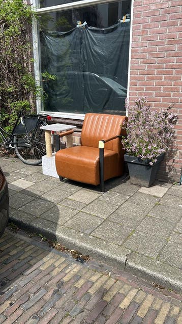 Vintage Leren Fauteuil - Cognac Kleur