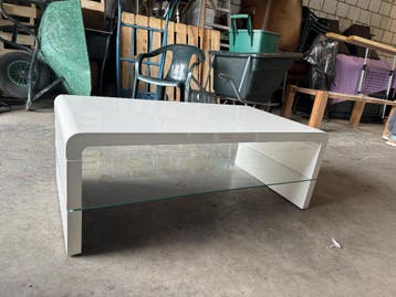 Moderne Witte Salontafel met Glas - GRATIS ophalen 3 mei