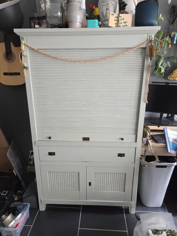 Houten Hobbykast / Computerkast met Roldeur en Werkblad