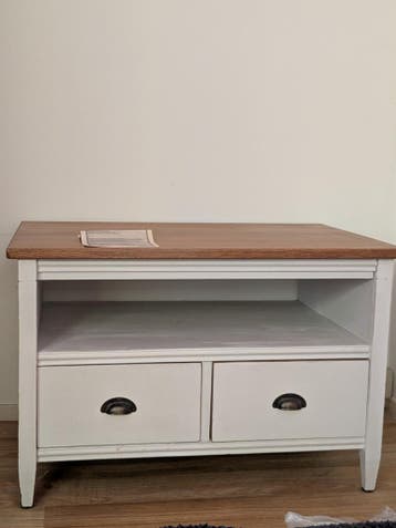 Witte TV-meubel met houten blad en lades