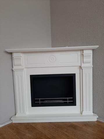 Witte MDF Hoek Sfeerhaard met Ethanolbrander