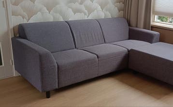 Grijze 3-zitsbank, 226x93cm (zonder hocker!)