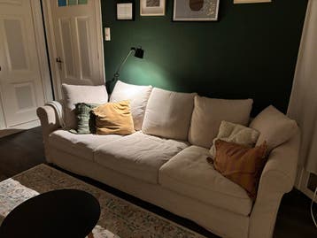 GRATIS Comfortabele 3-zitsbank, lichtbeige stof