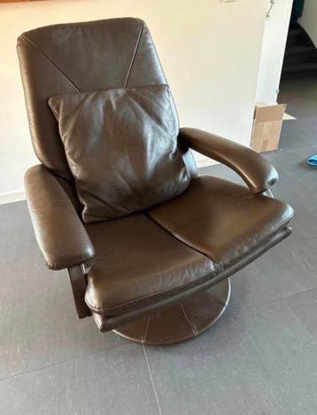 Leren relaxfauteuil - Bruin, draaibaar