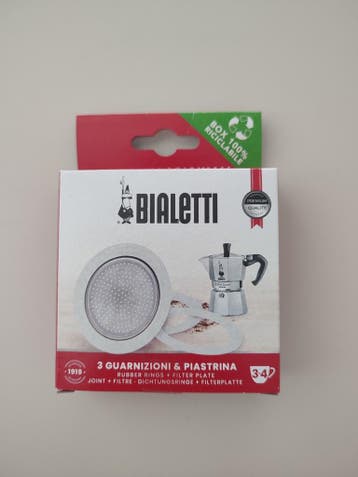 Bialetti rubberen ringen en filterplaat (3-4 kops)