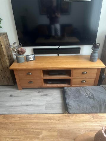 Massief eiken tv-meubel met lades en open vakken