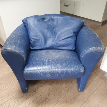 Sofa -  1 persoons bank blauw leer