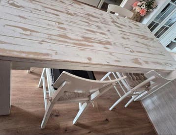 GRATIS Eettafel hout wit opgeschuurd
