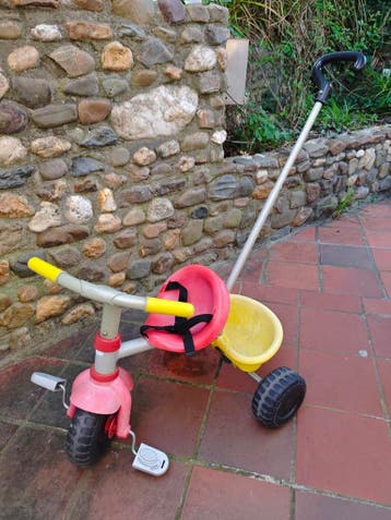 Kinder driewieler met duwstang en verstelbare zitting
