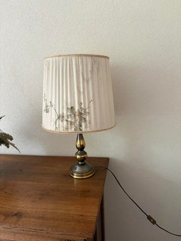 Vintage Tafellamp met Stoffen Kap - Klassiek Design