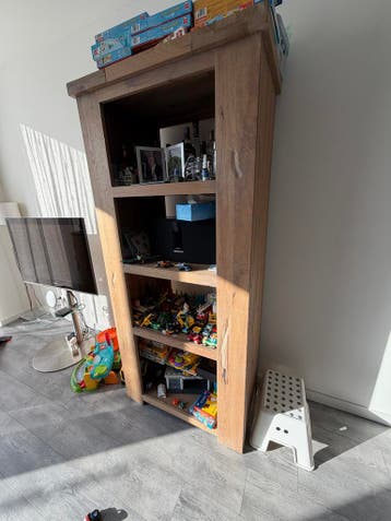 Robuuste Eikenhouten Boekenkast met 4 Vakken