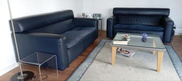 2-zits en 2.5-zits bank Gelderland 1100, donkerblauw leer .