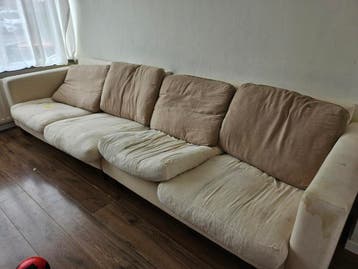 Grote 4-zits bank, beige/crème, ca. 320 cm breed