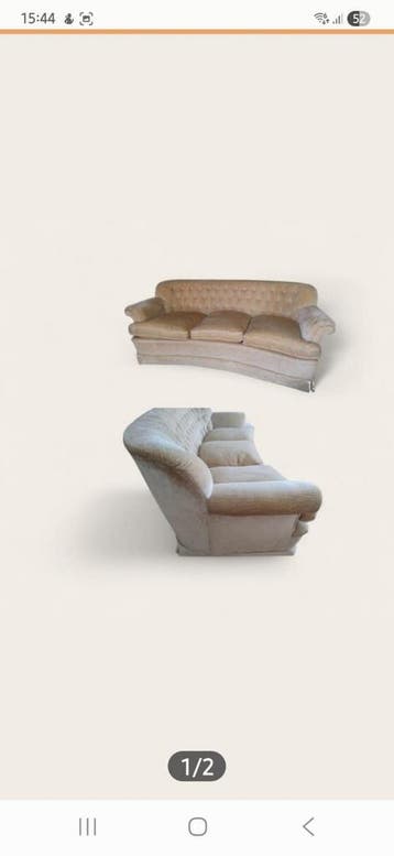 Vintage 3-zits bank in beige stof