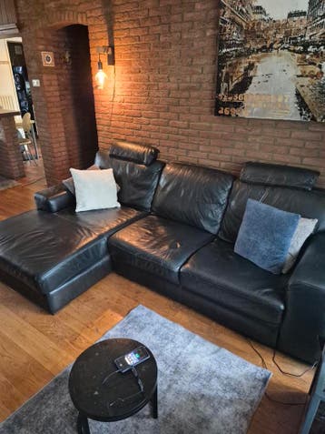 GRATIS Leren hoekbank met fauteuil - Zwart, comfortabel