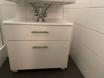Badkamermeubelset: Wastafelkast en Hoge Kast (Wit)
