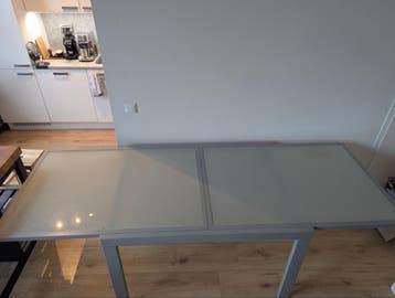 Extending Metal and Glass Dining Table