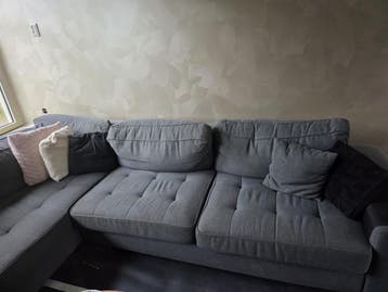 Grijze hoekbank met chaise longue gratis!