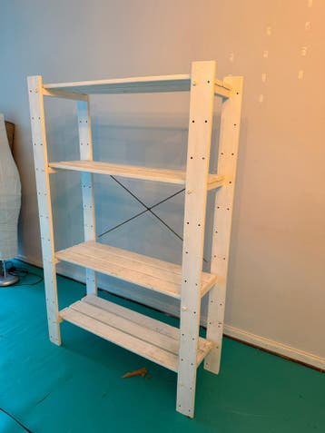 Houten stellingkast / opbergrek wit – 4 planken